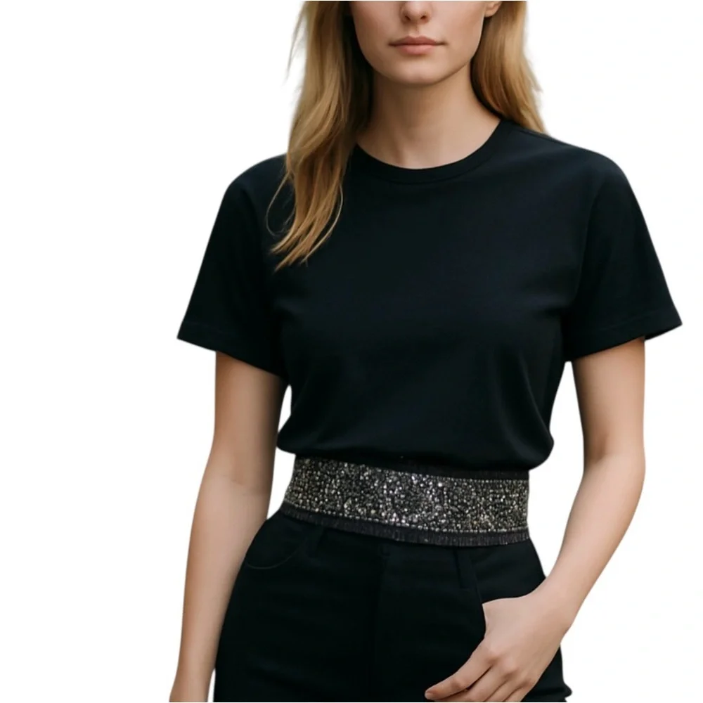NEW- CHiCO’S Combo Beaded Brittany Stretch Belt Gold Blue